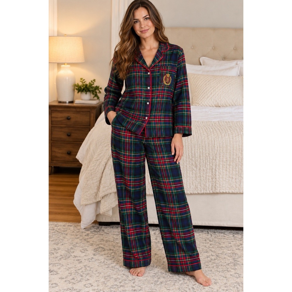 Lauren Ralph Lauren Plaid Pajama Set Women's Tartan Crest XL Sleepwear